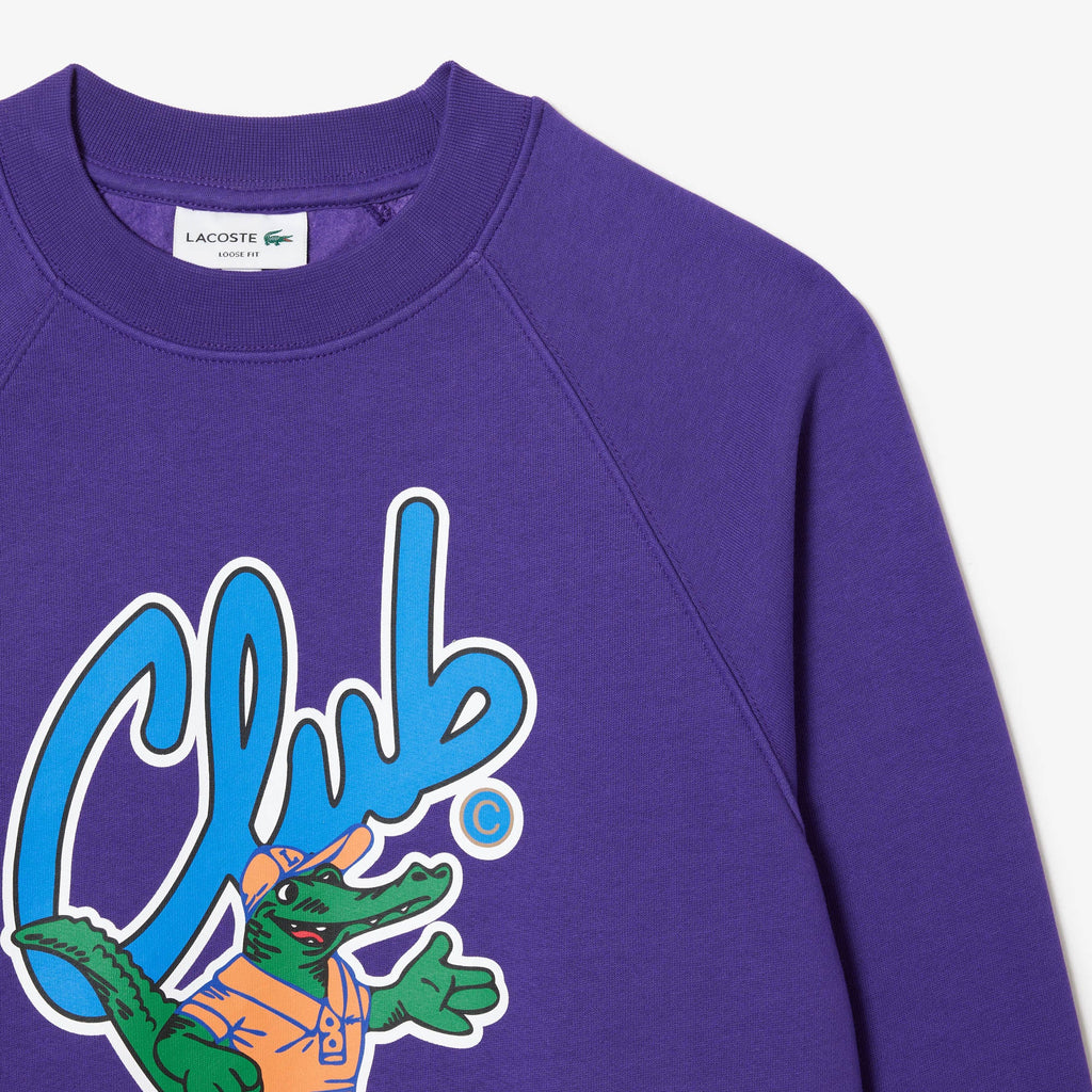 Lacoste Sweater - Unisex Loose Fit Raglan Sleeve - Purple - SH1536