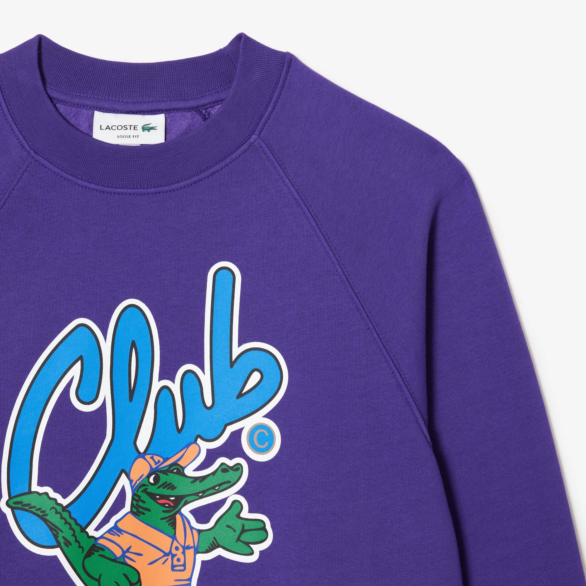 Lacoste Sweater - Unisex Loose Fit Raglan Sleeve - Purple - SH1536