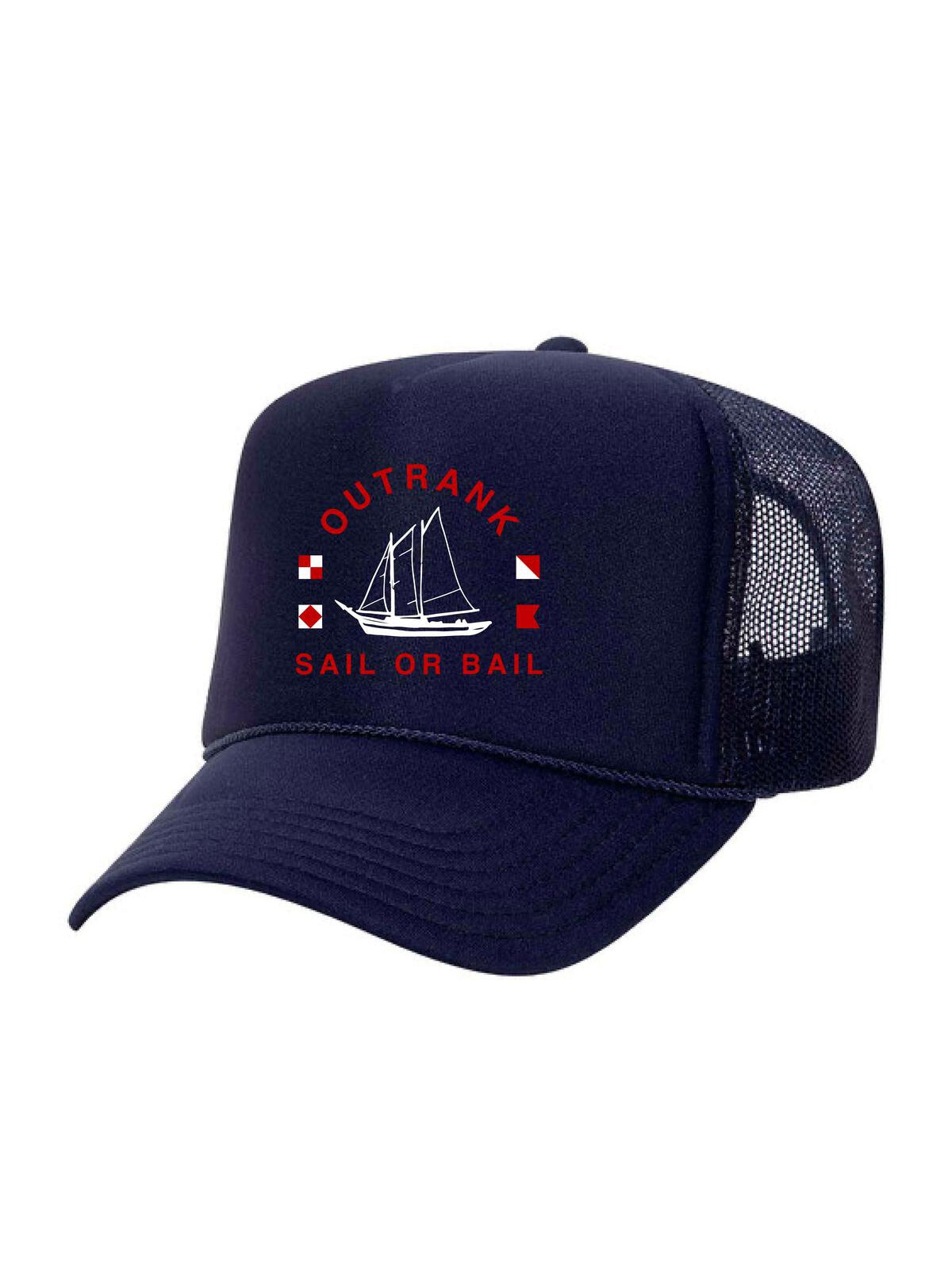 Outrank Hat - Sail Or Bail Foam Trucker - Navy - QSH235