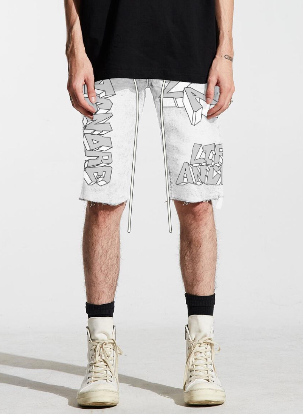 Lifted Anchors Denim Shorts - Bombers - White - LASP221-45