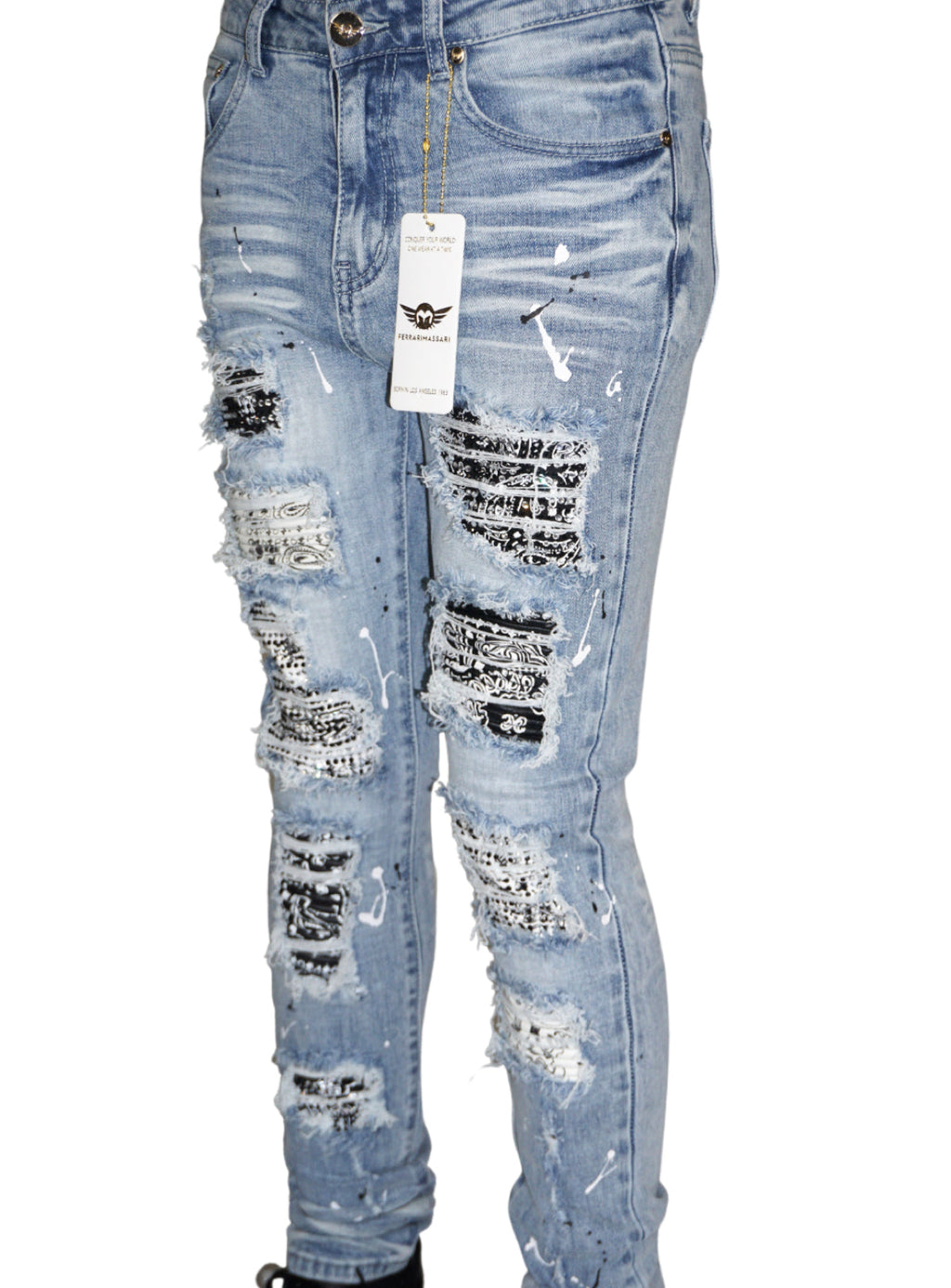 Ferrari Massari Jeans - Bandana Drip Black - Light Blue