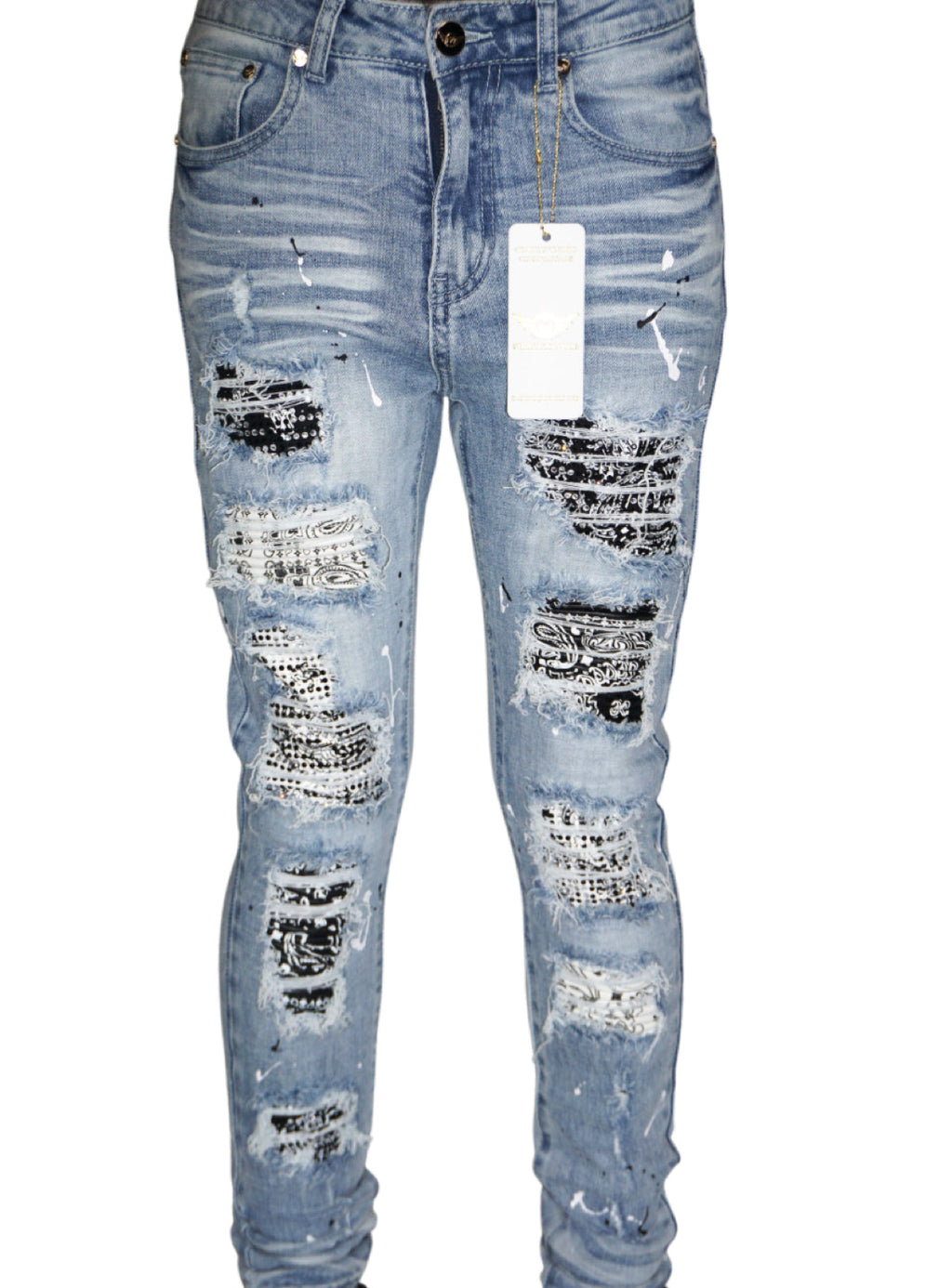 Ferrari Massari Jeans - Bandana Drip Black - Light Blue