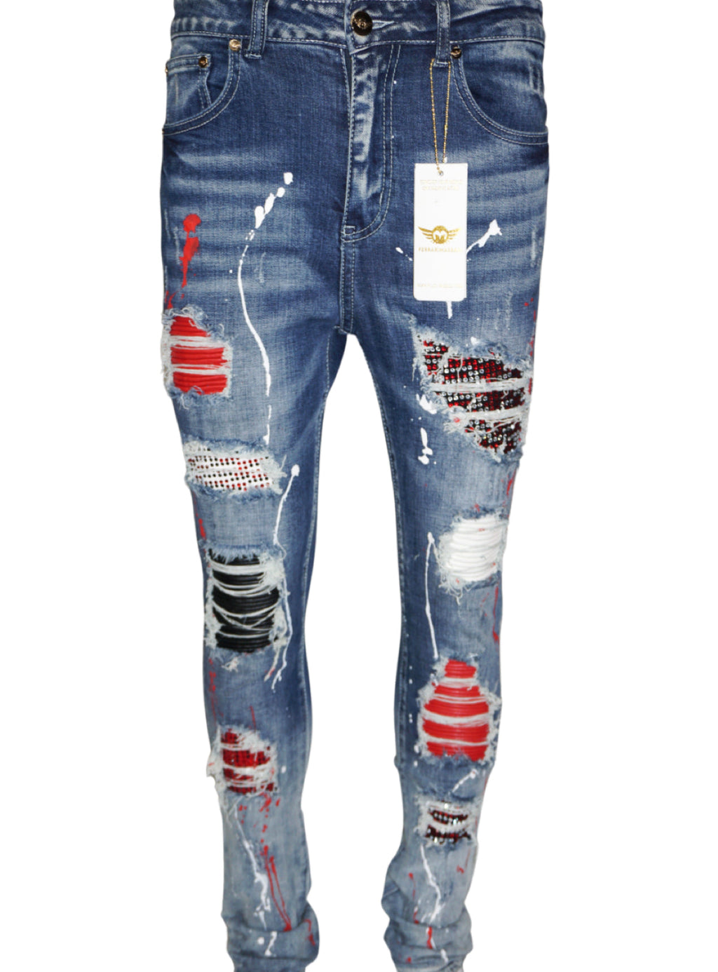 Ferrari Massari Jeans - Samurai Drip - Blue With Red And White