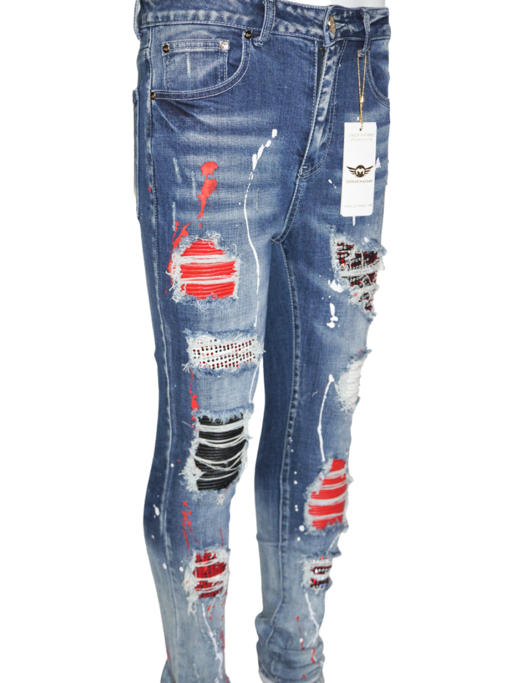 Ferrari Massari Jeans - Samurai Drip - Blue With Red And White