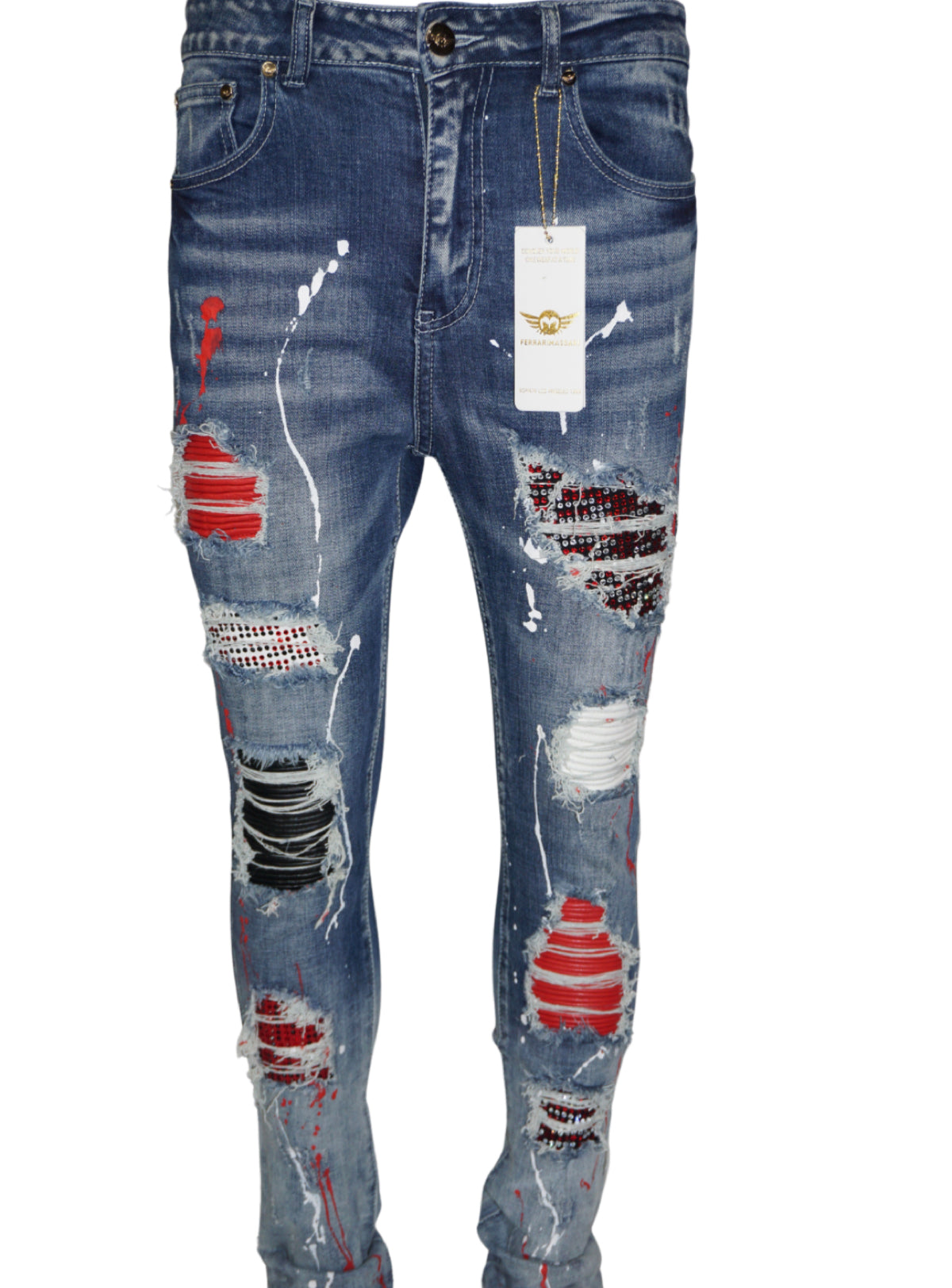 Ferrari Massari Jeans - Samurai Drip - Blue With Red And White