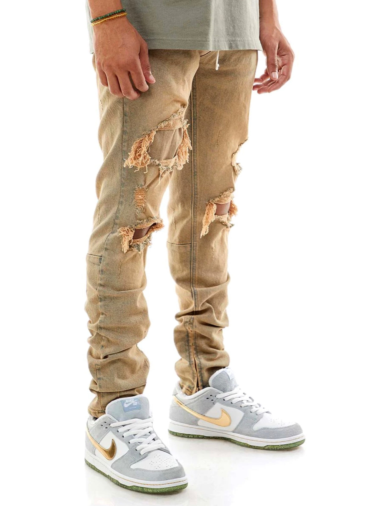 KDNK Jeans - Under-Patched Ankle Zip - Tinted Medium Blue - KND4275