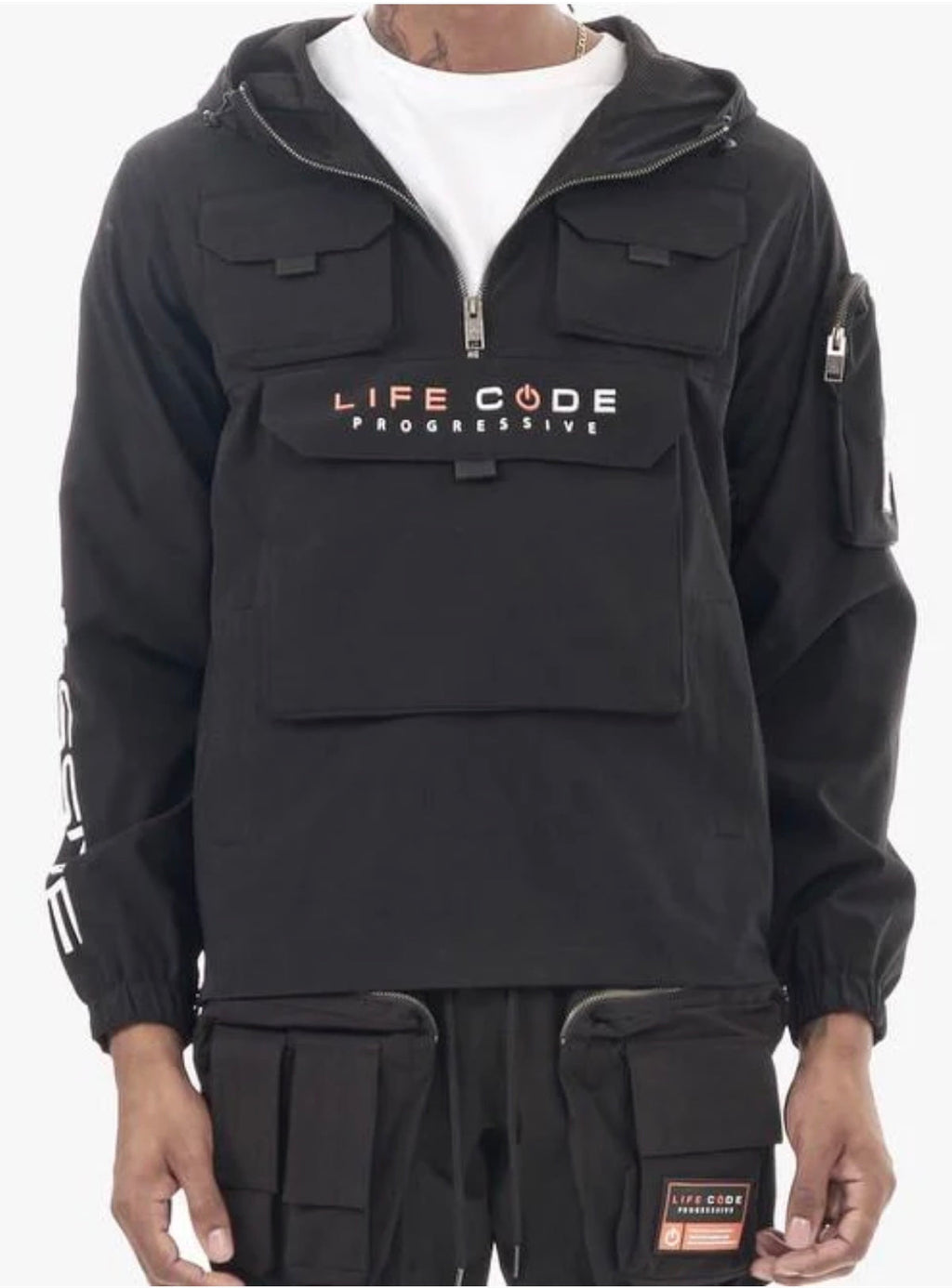 Life Code Jacket - Utility Windbreaker - Black - 13J03