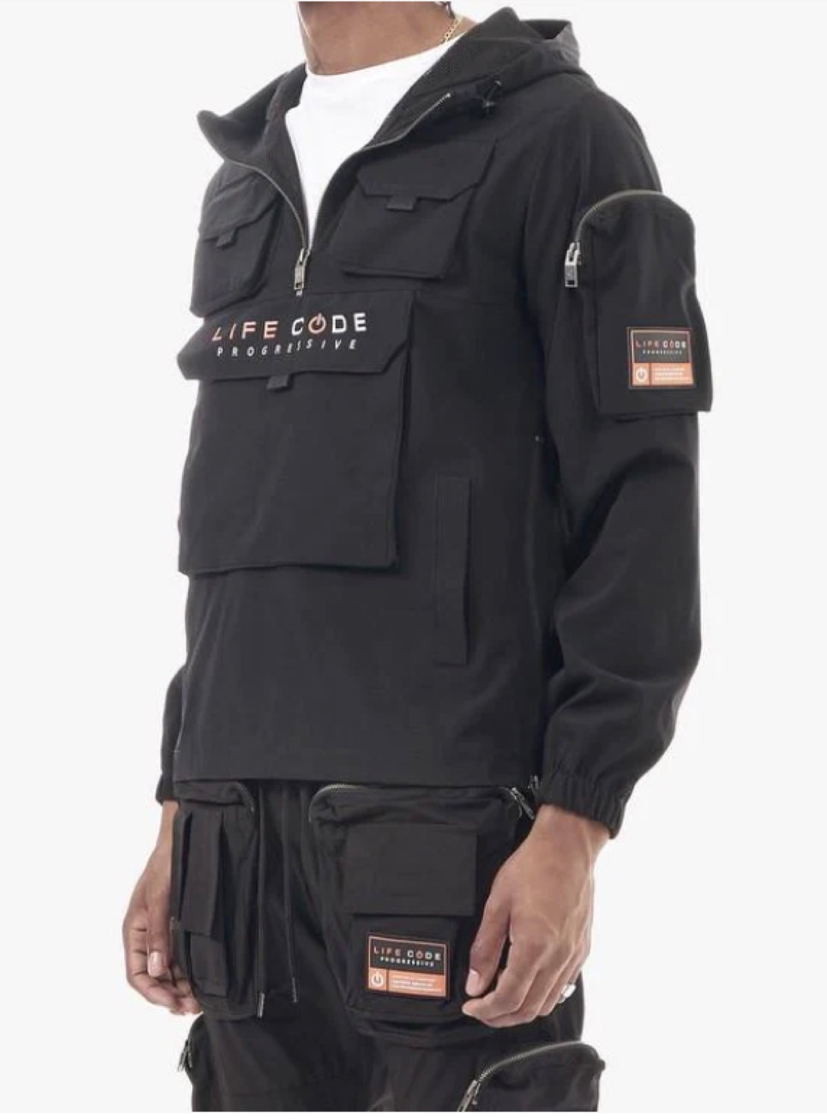 Life Code Jacket - Utility Windbreaker - Black - 13J03
