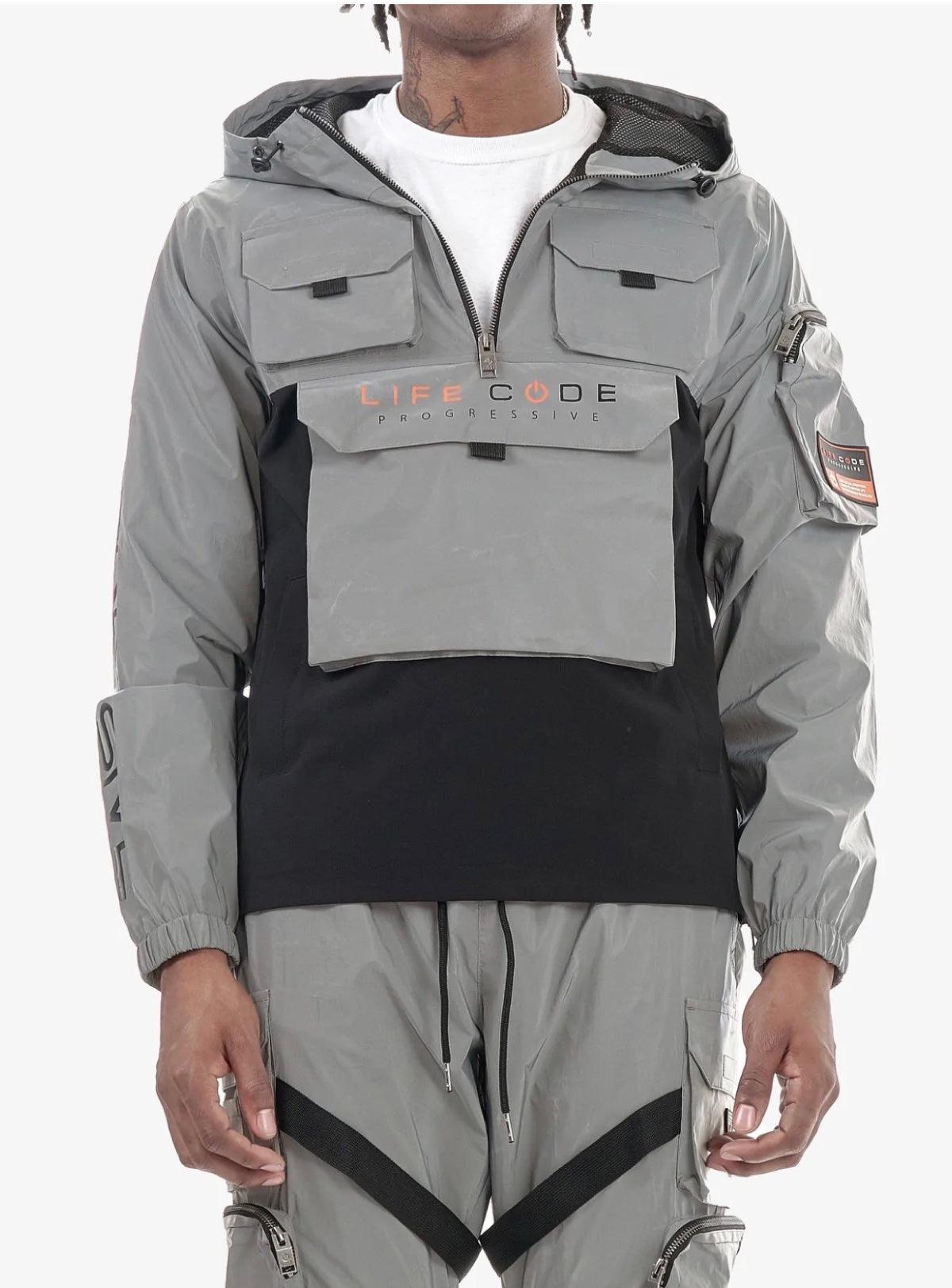 Life Code Jacket - Utility Windbreaker - Silver - 13J03