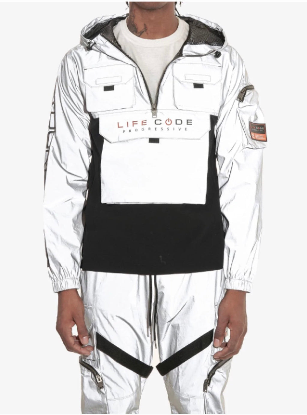 Life Code Jacket - Utility Windbreaker - Silver - 13J03