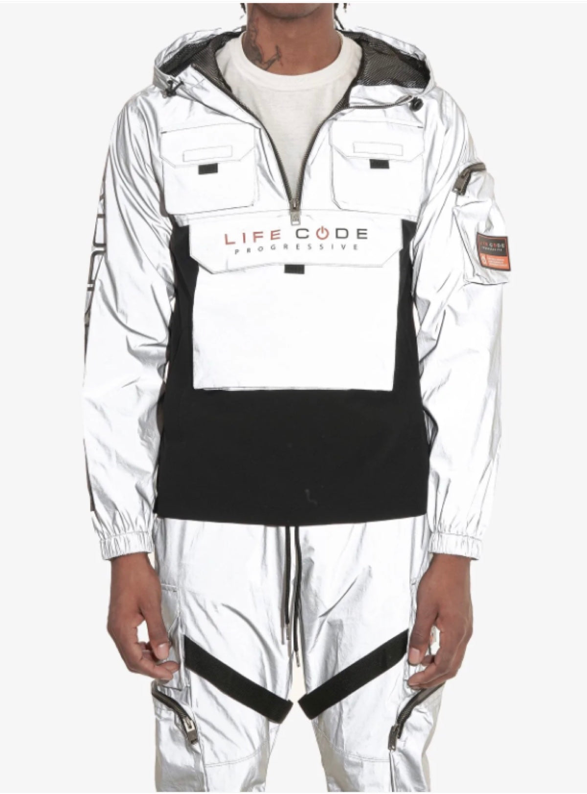 Life Code Jacket - Utility Windbreaker - Silver - 13J03