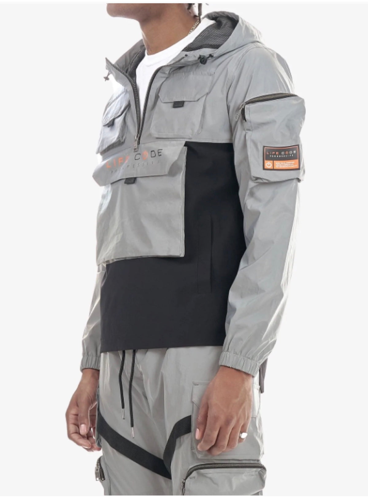 Life Code Jacket - Utility Windbreaker - Silver - 13J03