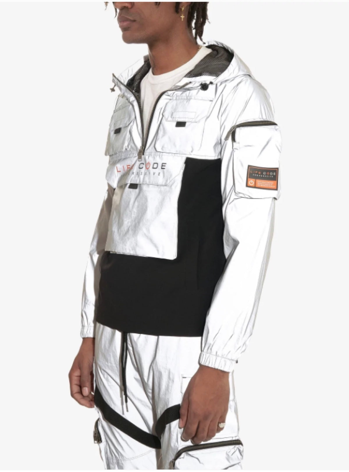 Life Code Jacket - Utility Windbreaker - Silver - 13J03