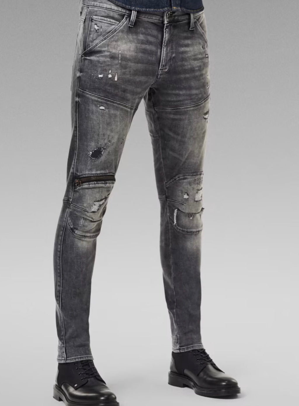 G-Star Jeans - 5620 3D Zip Knee Skinny - Vintage Ripped Basalt - D01252