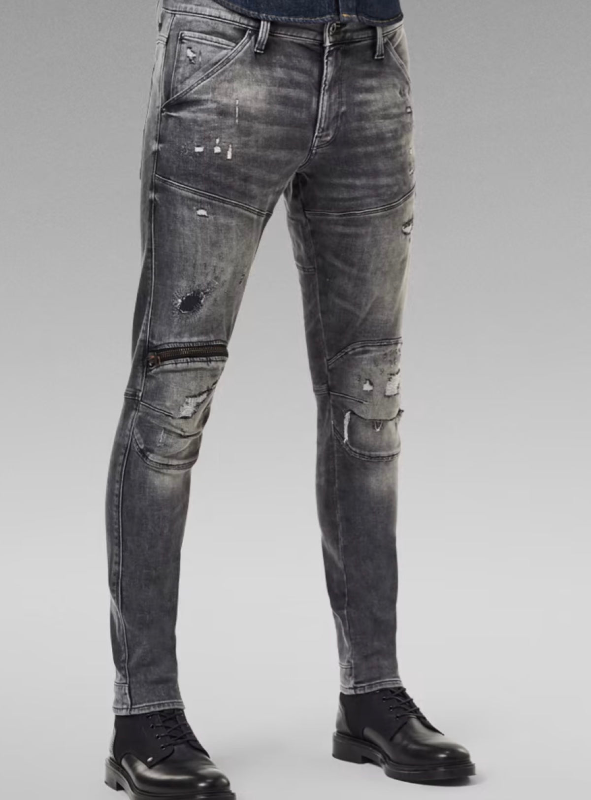 G-Star Jeans - 5620 3D Zip Knee Skinny - Vintage Ripped Basalt - D01252