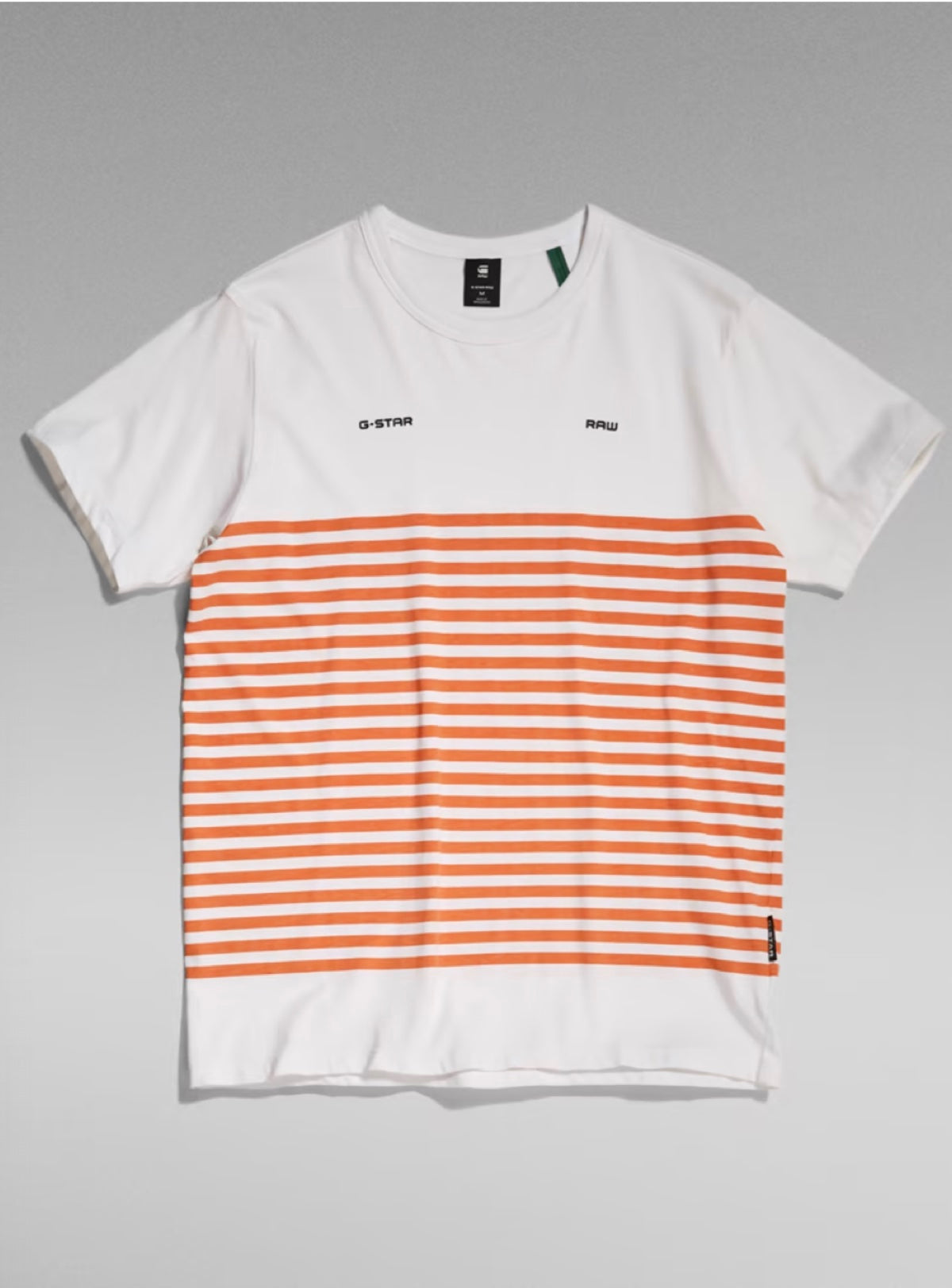 G-Star T-Shirt - Placed Stripe - White And Burned Orange - D21646