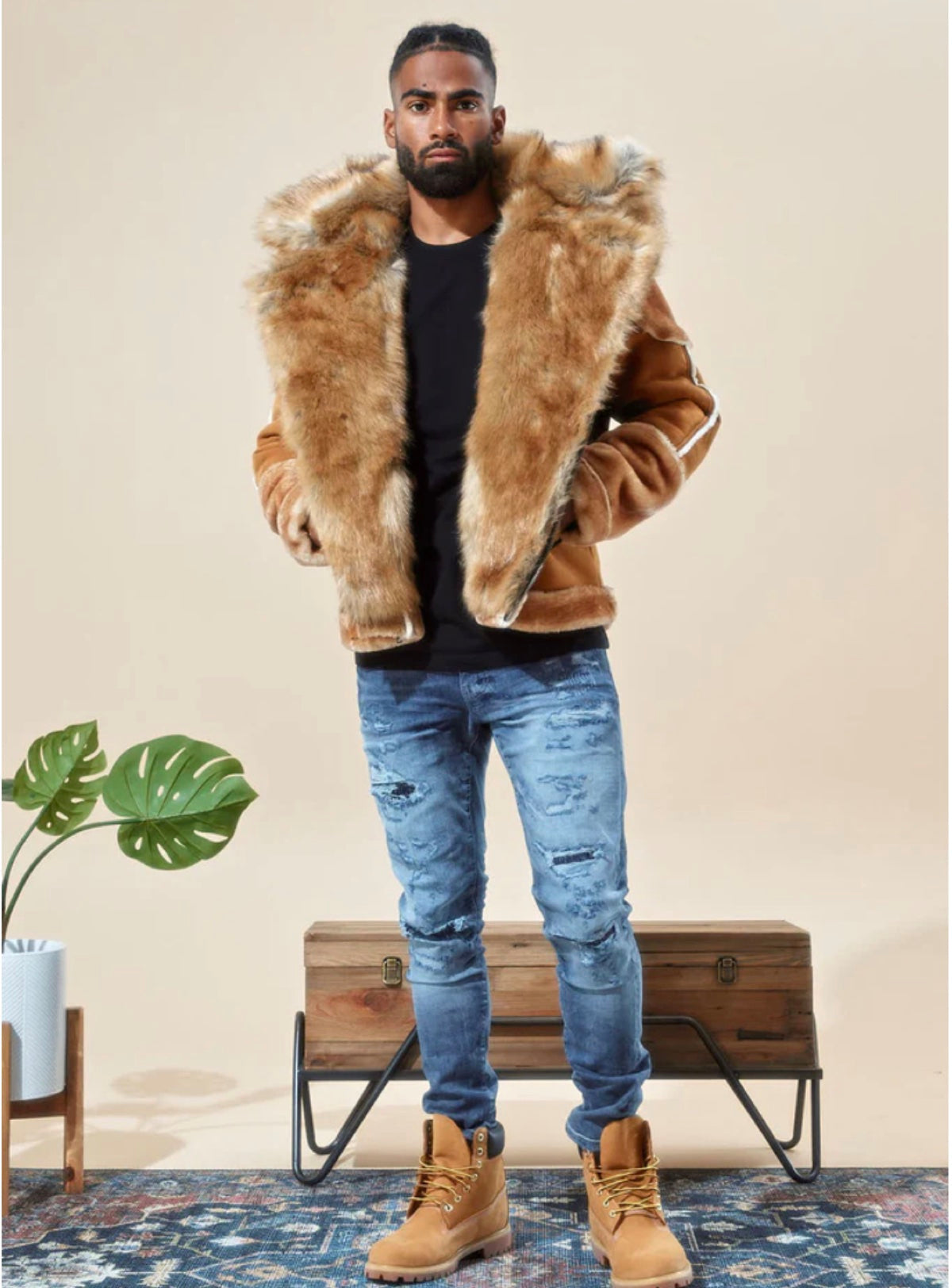 Jordan Craig Jacket - Shearling Moto - Cognac - 91590