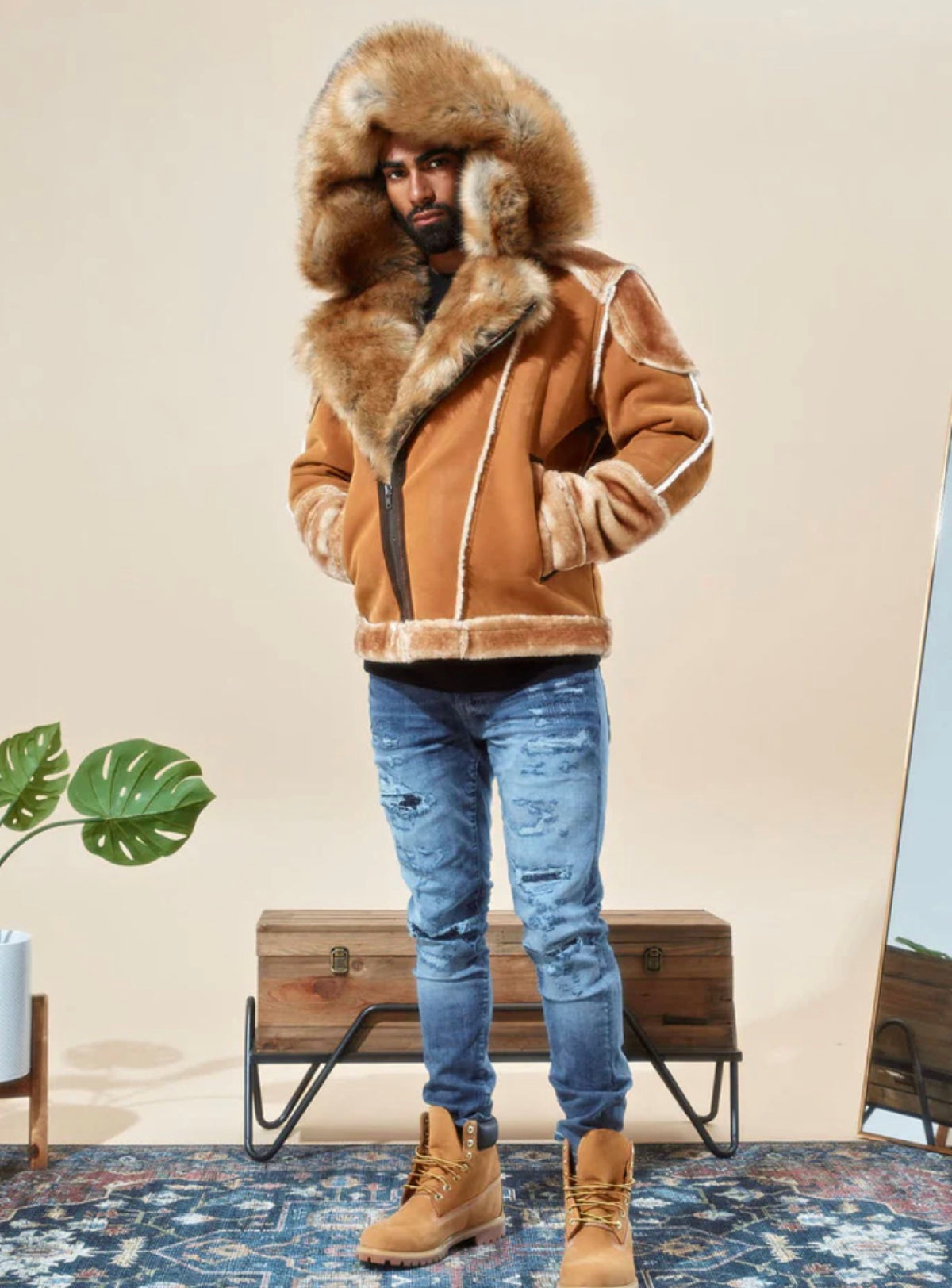 Jordan Craig Jacket - Shearling Moto - Cognac - 91590