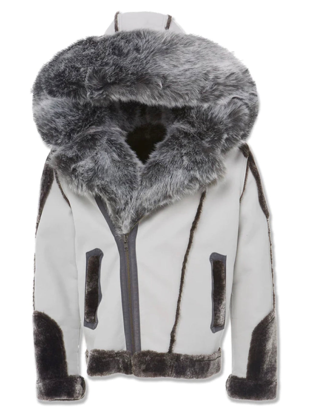 Jordan Craig Jacket - Shearling Moto - Light Grey - 91590