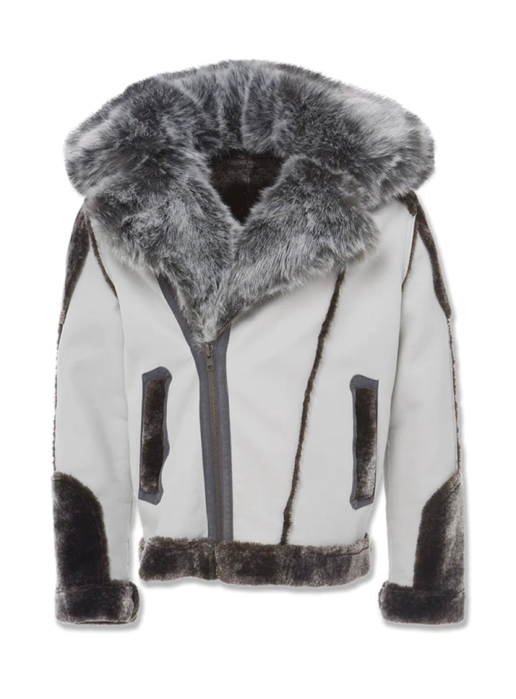 Jordan Craig Jacket - Shearling Moto - Light Grey - 91590
