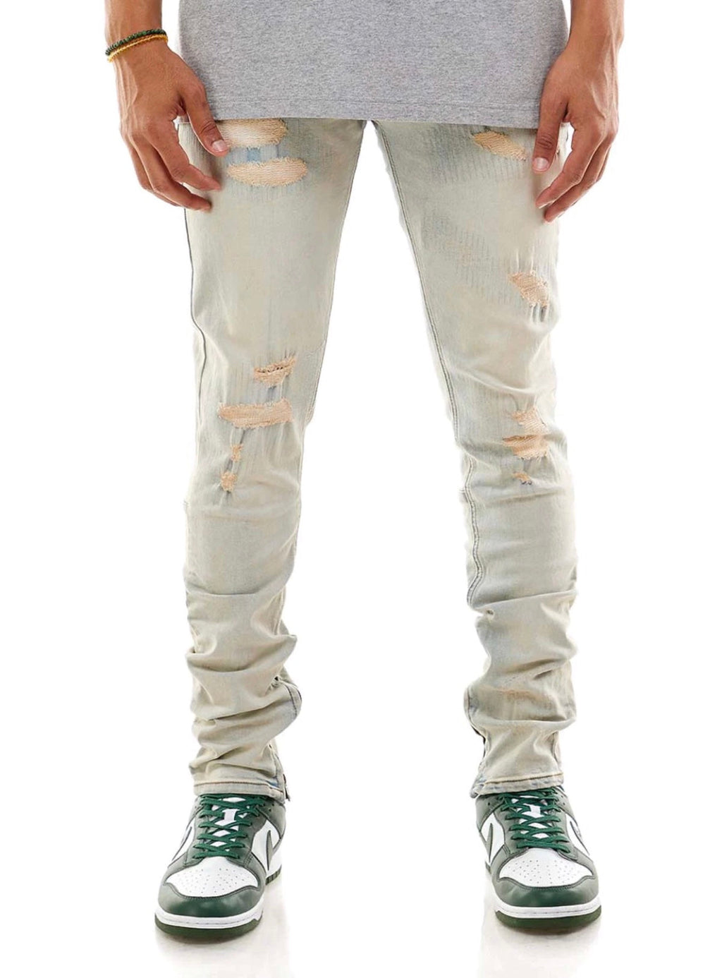 Kdnk Jeans - All Over Stitch Ankle Zip - Vintage Lt. Blue - KND4193