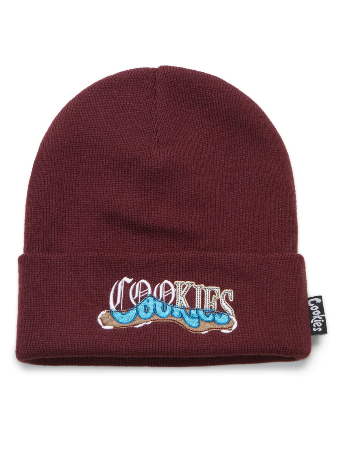 Cookies Beanie - Upper Echelon Embroidered Knit - Burgundy - 1562X6457