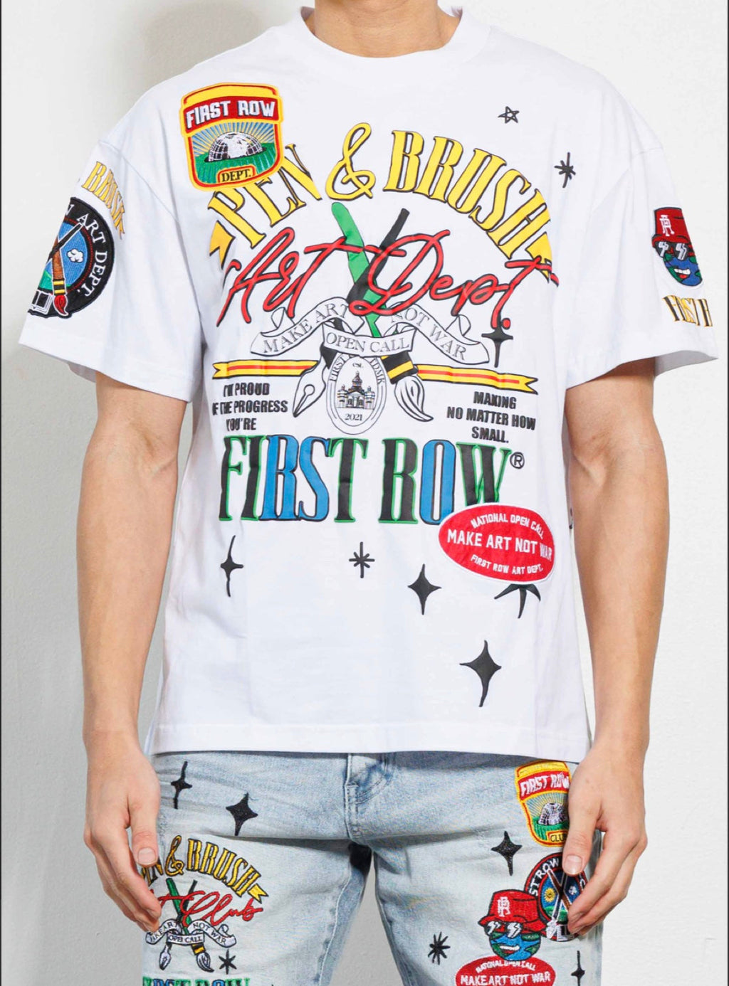 First Row T-Shirt - Pen And Brush Art Dept. - White - FRT2042