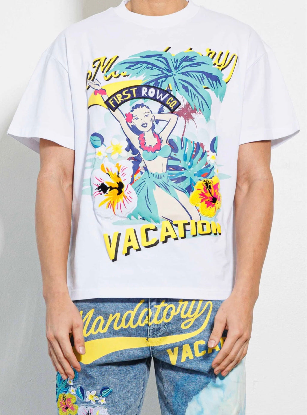 First Row T-Shirt - Tropical Vacation - White - FRT2051