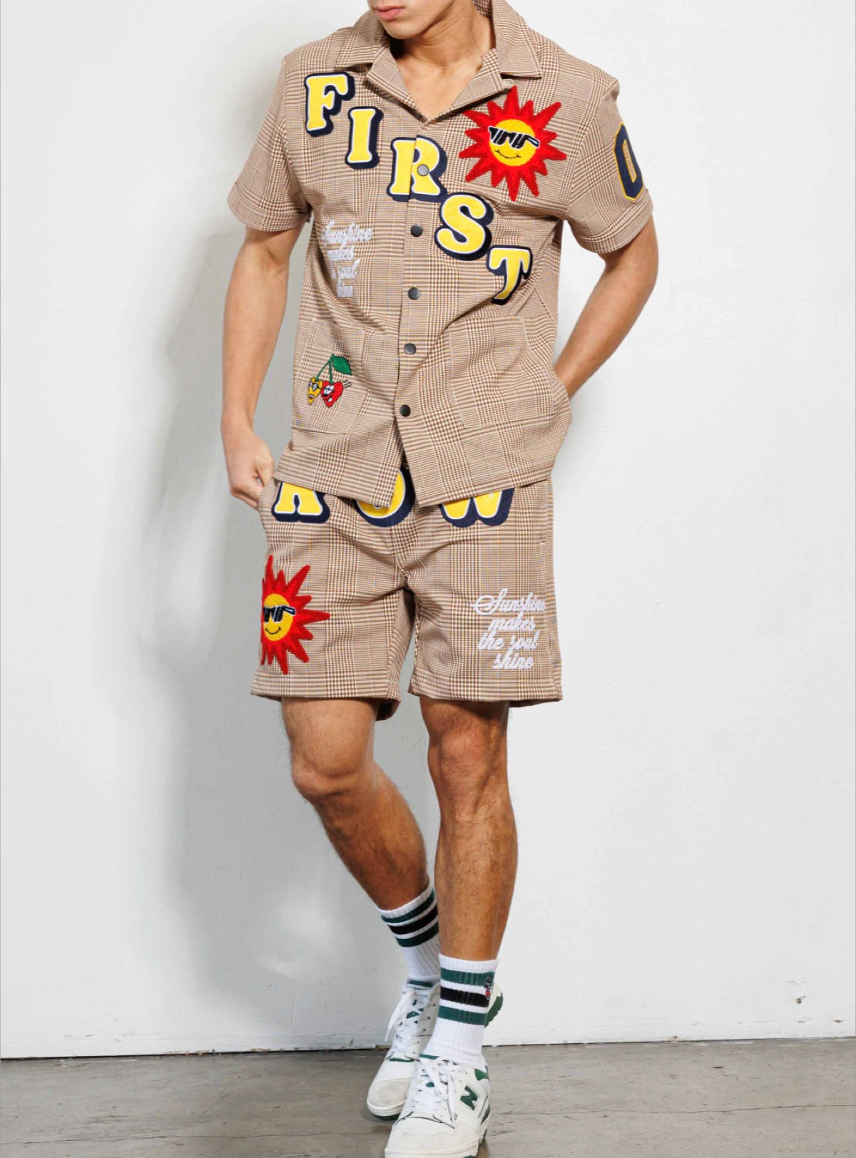 First Row Short Set - Glen Check - Brown - FRH2003