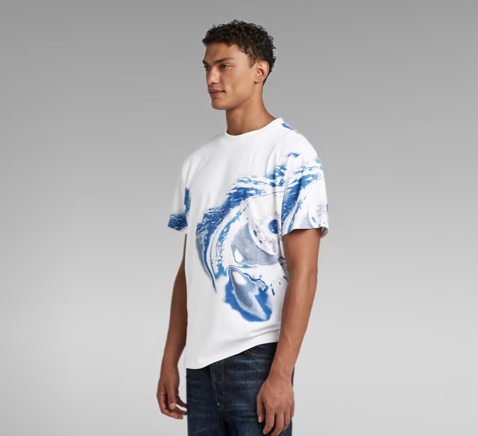 G-Star T-Shirt - SATURATED EYE LOOSE- White eye dye - D23164