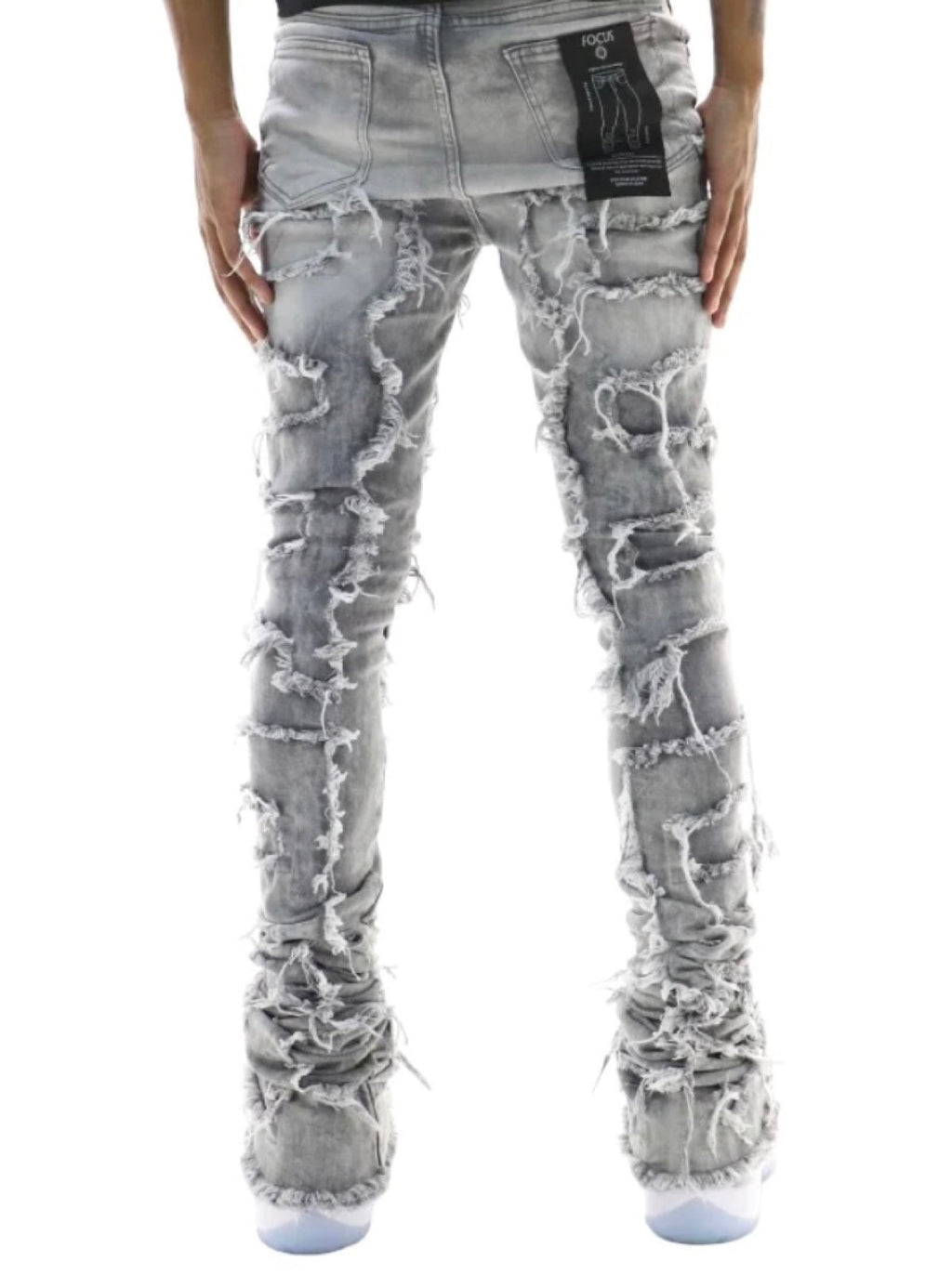 Focus Jeans - Distressed Super Stacked - Lt. Grey - 3445C