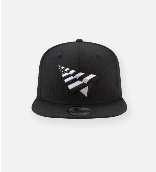 Paper Plane Hat - Slim Crown Squared Visor- Black White - 101169