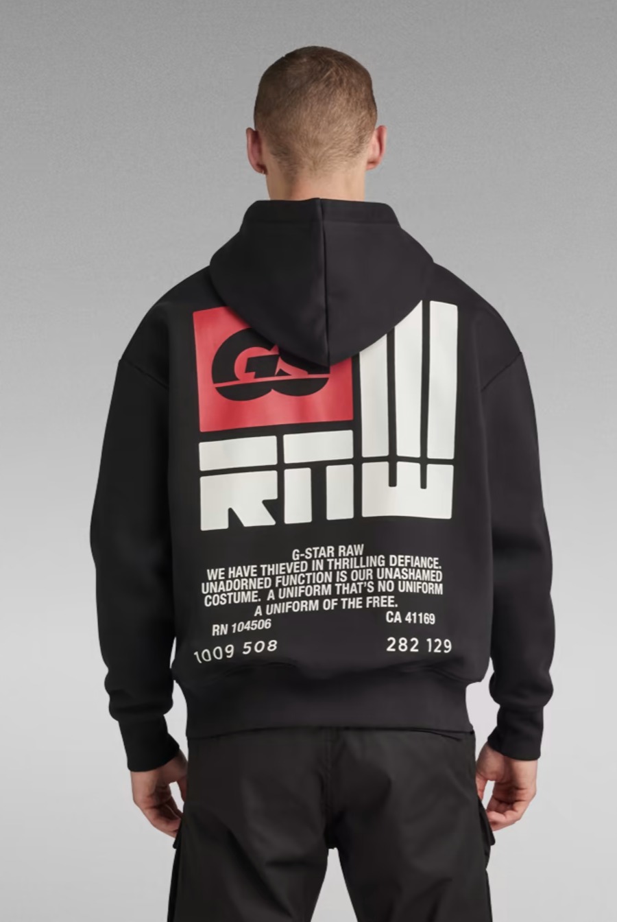 G-Star Hoodie - GS RAW Baack Graphic - Dk. Black - D23482