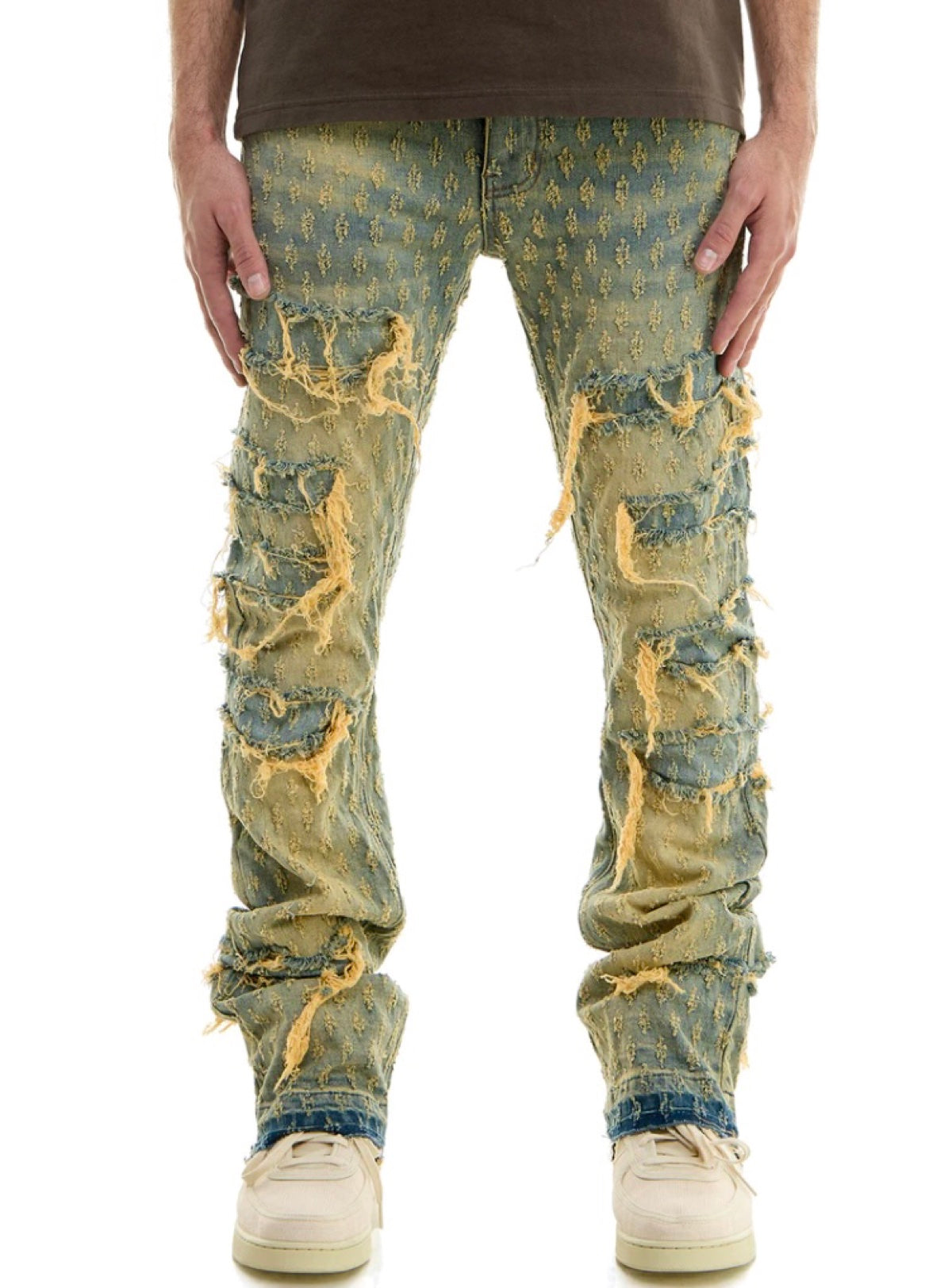 KDNK Jeans - Patched Skinny Flare - Blue - KND4609