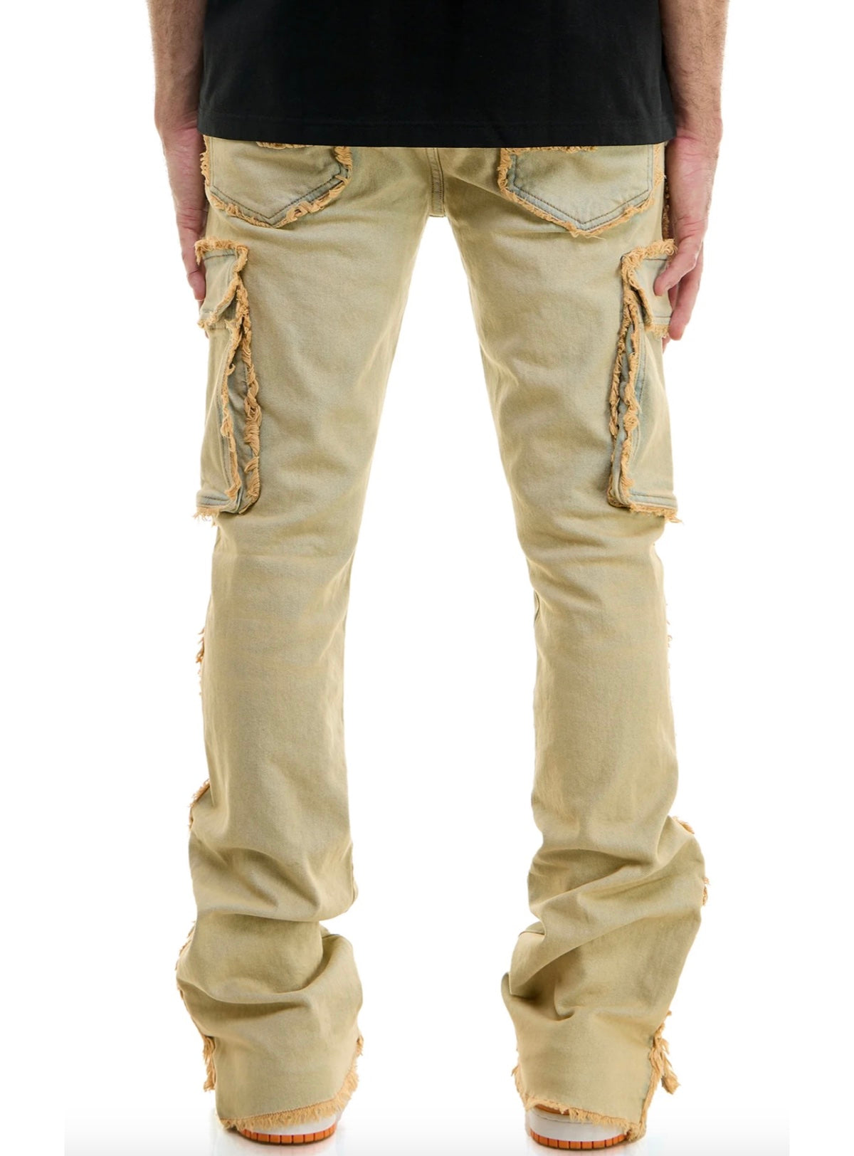 KDNK Jeans - Raw Edge Skinny Flare Cargo - Blue - KND4620