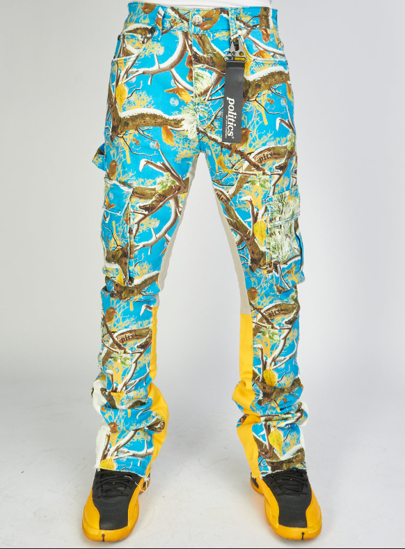 Politics Jeans - Mott - Blue Camo - Cargo Stacked Denim - 518