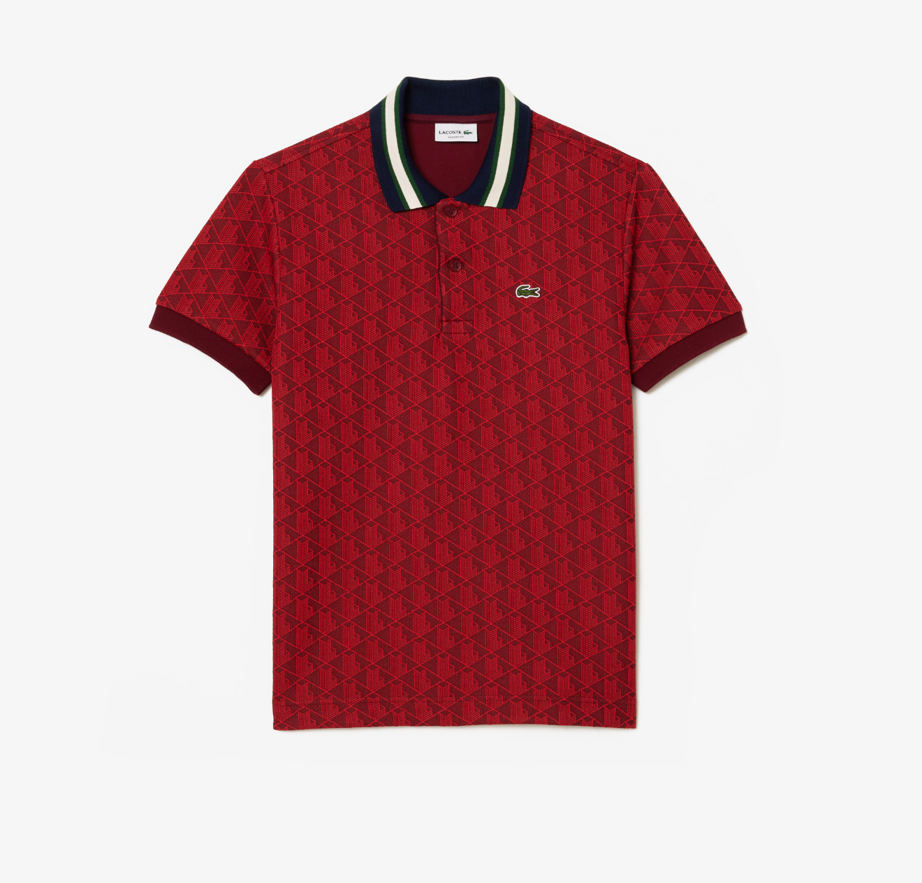 Lacoste Polo T-Shirt - Classic Fit Contrast Collar Monogram - Red - DH1417 51 SWM