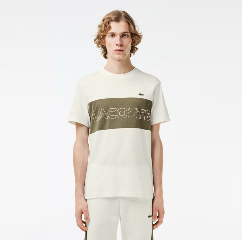 Lacoste T-Shirt - Regular Fit Colorblock Print - White  - TH1712-51