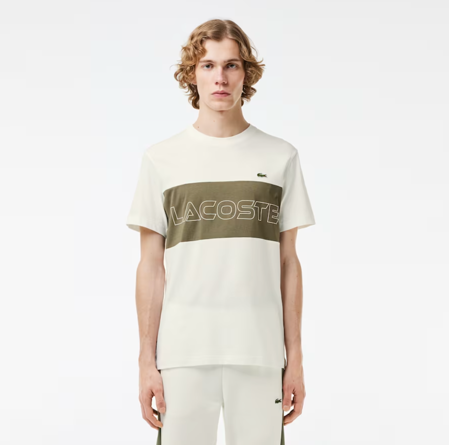 Lacoste T-Shirt - Regular Fit Colorblock Print - White  - TH1712-51