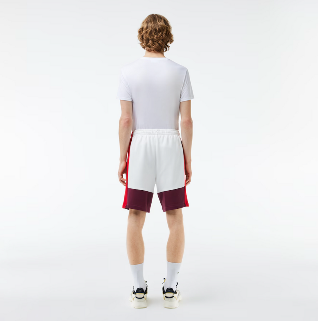 Lacoste Polo T-Shirt - Men's Regular Fit Brushed Fleece Colorblock - White  - GH1319-51