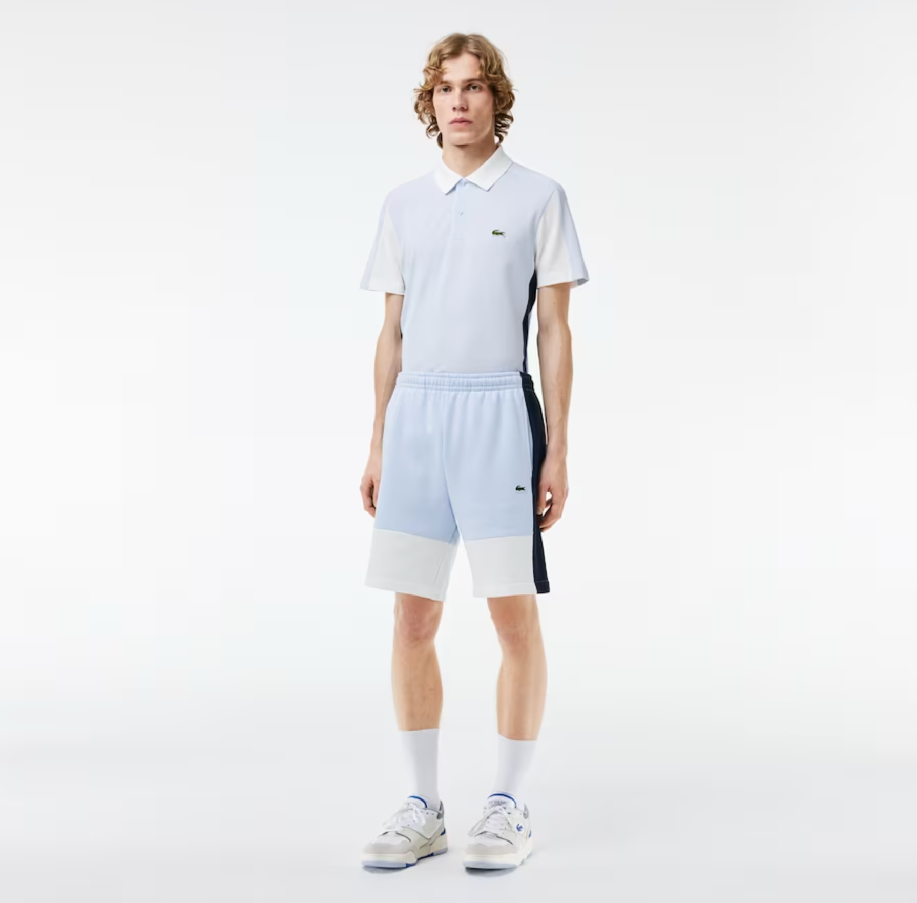 Lacoste Shorts - Men's Regular Fit Brushed Fleece Colorblock - Blue  - GH1319-51