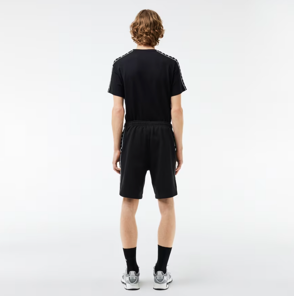 Lacoste Shorts - Men's Logo Stripe Fleece - Black -  GH7397-51