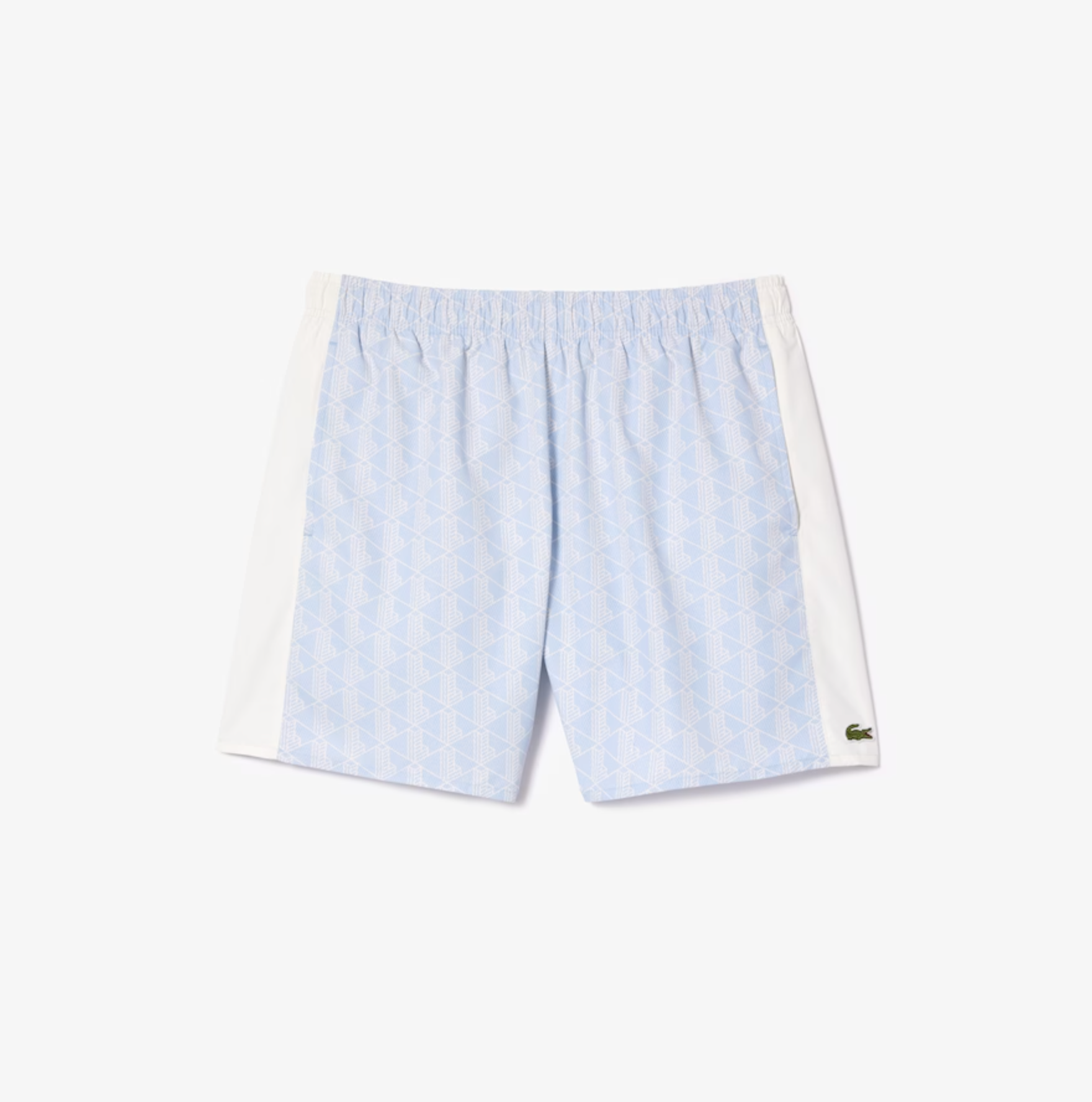 Lacoste Shorts - Men's Monogram Print Swim Trunks - Blue And White - MH6980-51