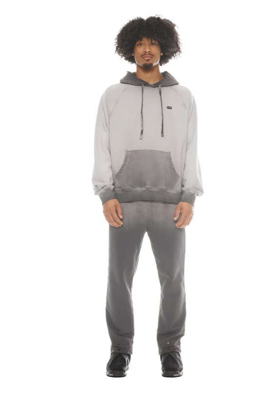 Cult Of Individuality Sweatsuit - Pullover Sweatshirt - Open Hem Sweatpants - Vintage Charcoal - 624BC-PH13D-SP14A