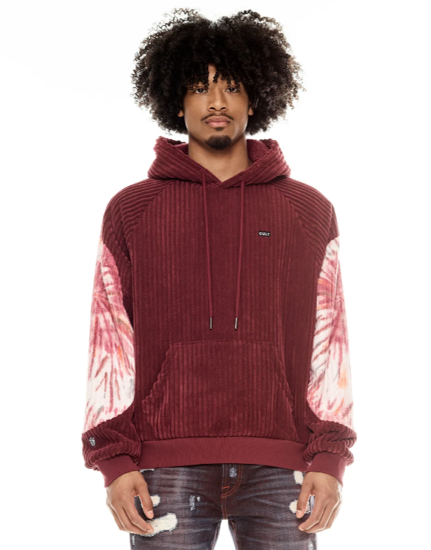 Cult Of Individuality Sweatshirt - Burgundy Tye Dye Pullover Sweatshirt - Vintage Merlot - 624B10-PH17A