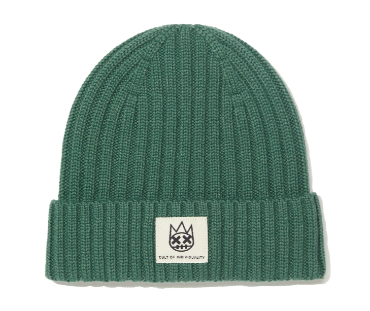 Cult Of Individuality Hat - Shimuchan Logo Knit Hat - Vintage Green  - 624BC-CH56A