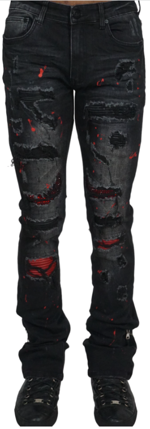 Ferrari Massari Jeans - STACKED DRIP-BLACK