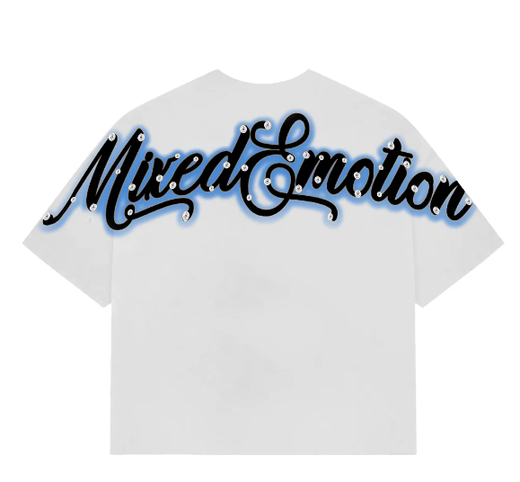 MIXED-EMOTION - “Rhinestoneâ€?Cropped Shirt-BLUE