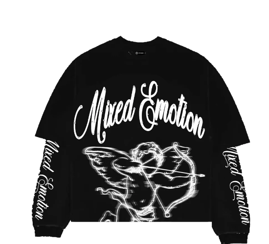 MIXED EMOTION T-Shirt - Black “Blurâ€?Thermal Long Sleeve -BLACK