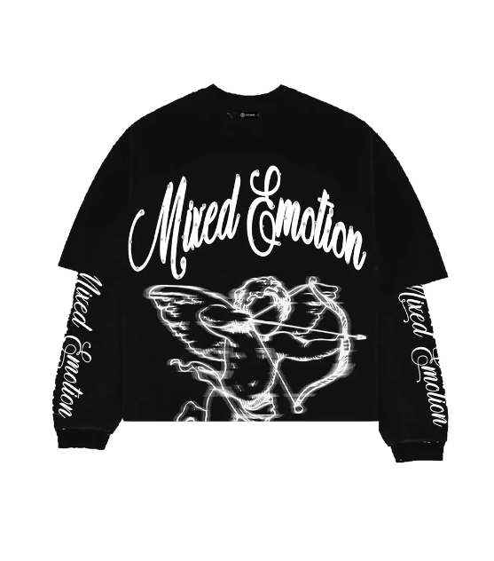 MIXED EMOTION T-Shirt - Black “Blurâ€?Thermal Long Sleeve -BLACK